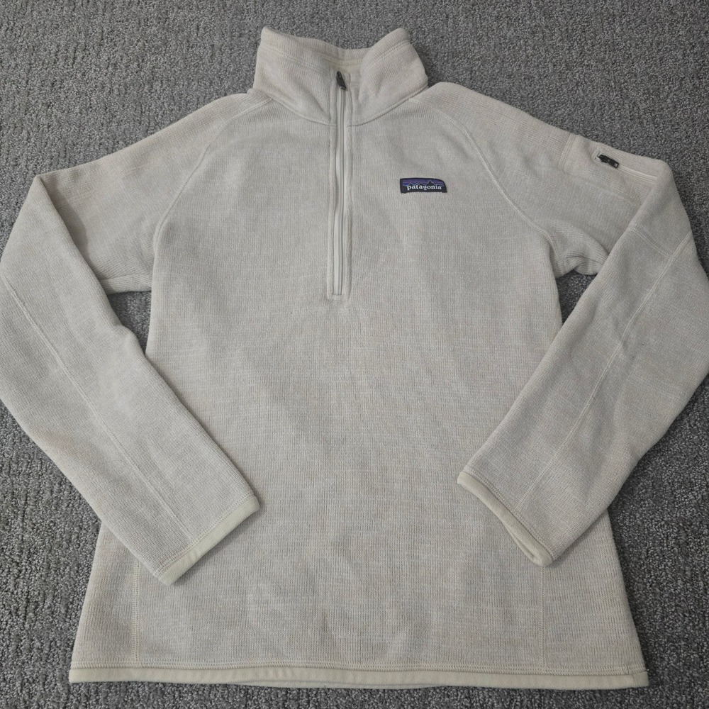 Patagonia Womens Small Better Sweater 1/4 Zip Fleece Pullover Oatmeal Cream